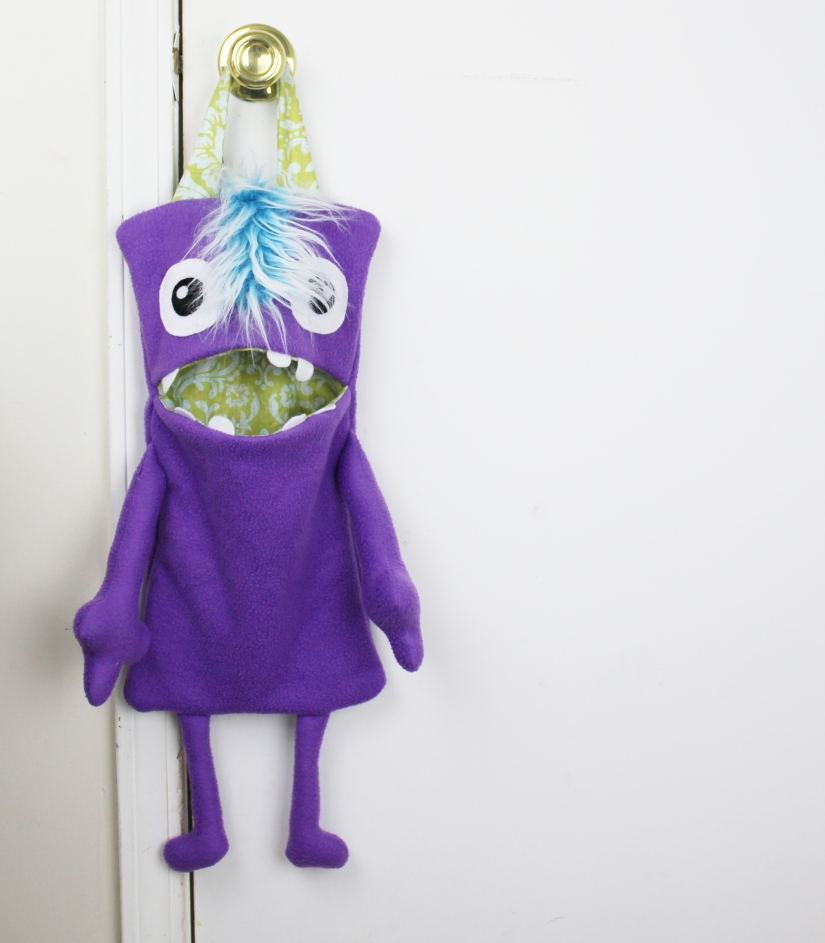 cute purple monster toy holder for kids